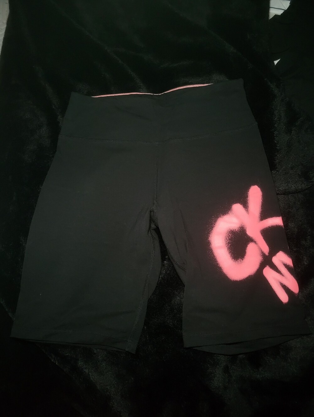 Calvin Klein Black Bike Shorts with Pink Waistband Trim